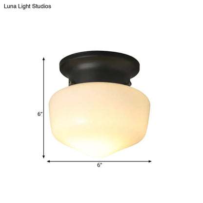 DecorBites™ DecorBites™ Modern White Schoolhouse Flush Mount Ceiling Lamp - Contemporary 1-Light Fixture with Milk Glass Shade