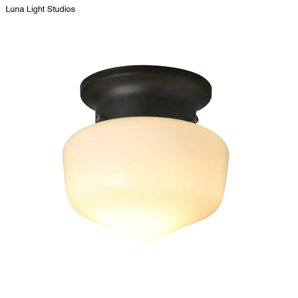 DecorBites™ DecorBites™ Modern White Schoolhouse Flush Mount Ceiling Lamp - Contemporary 1-Light Fixture with Milk Glass Shade