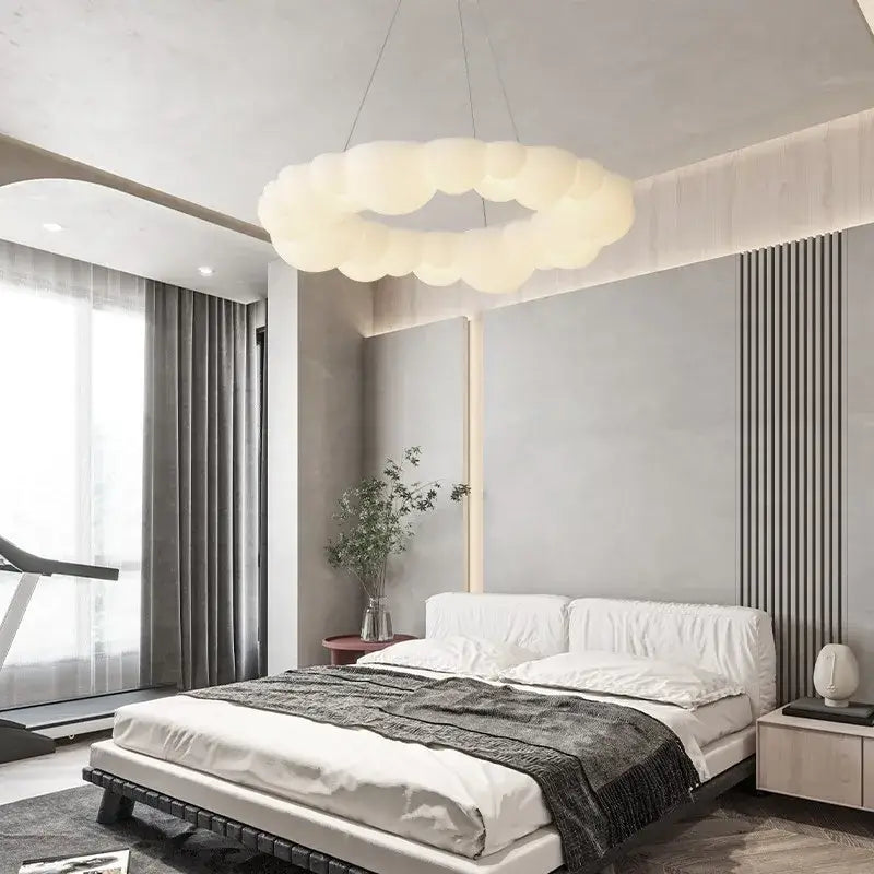 Modern white sculptural cream-colored cloud living room ceiling lamp with soft diffused glow for decorbites cloud living