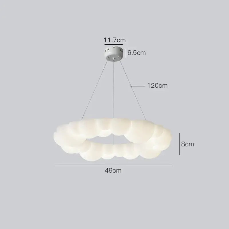 Modern white sculptural cloud living room ceiling lamp with off-white frosted glass ring and sleek white mount decorbites cloud living