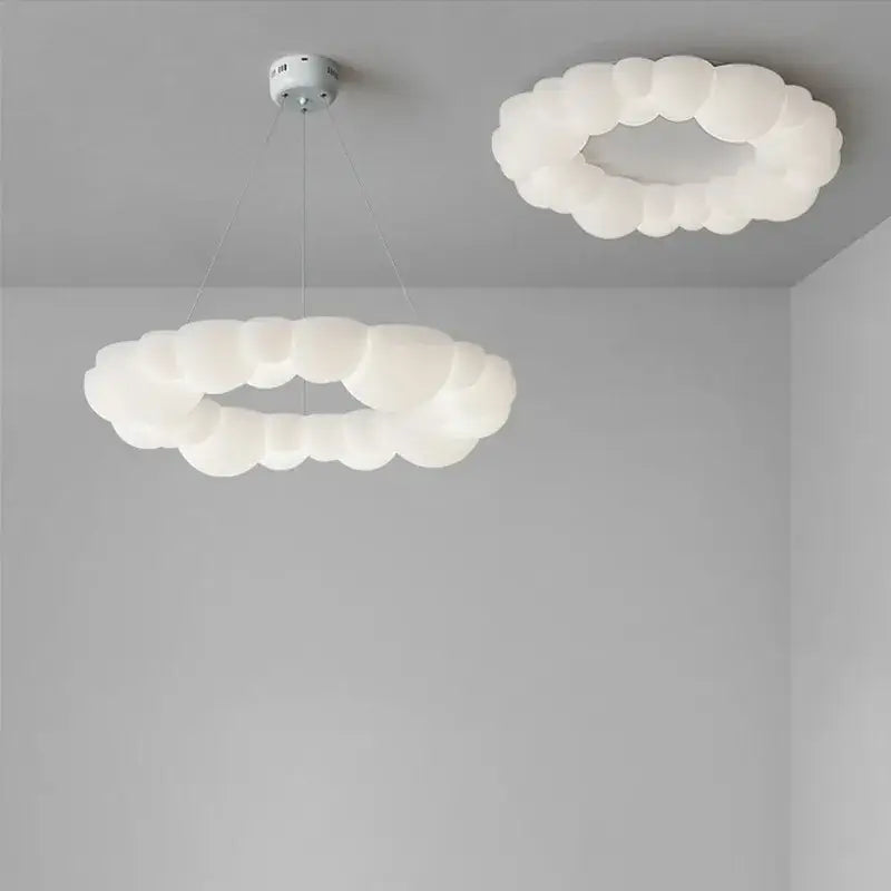 Modern white sculptural cloud living room ceiling lamp with frosted glass pendant and ceiling lamp decorbites cloud living design
