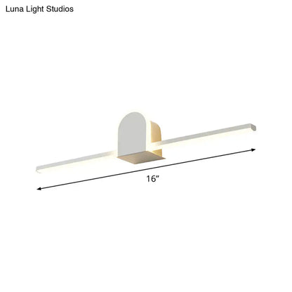 Modern white slim rod bath vanity led wall sconce 16-inch length with sleek minimalist design 110v-120v 220v-240v compatible
