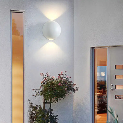Modern white spherical outdoor wall light fixture with smooth matte finish wall light for exterior use