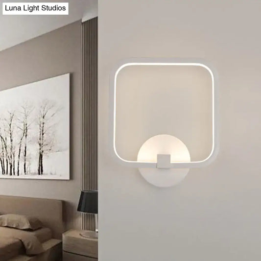Modern white square acrylic shade led wall light with circular illuminated base suitable for 110v-120v 220v-240v use