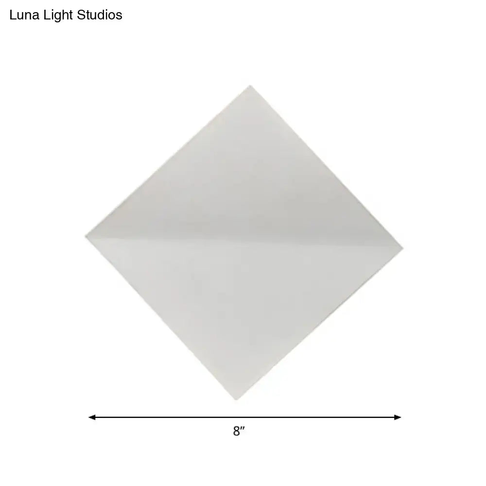 Modern white square wall sconce with smooth matte finish 8-inch direct wired electric light for living space