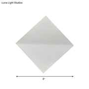 Modern white square wall sconce with smooth matte finish 8-inch direct wired electric light for living space