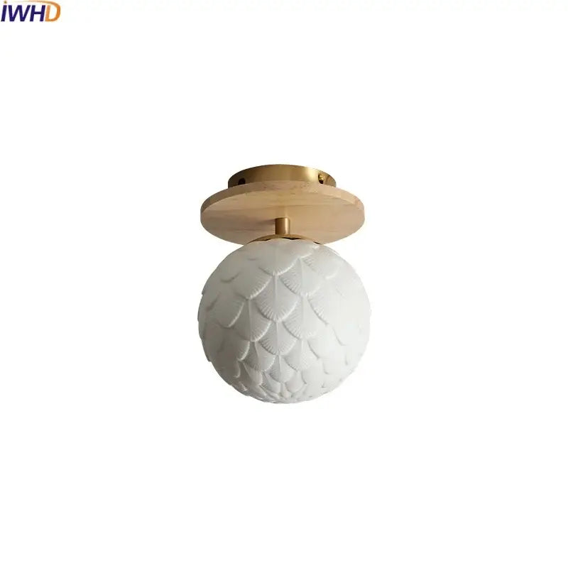 Modern white textured ceramic wood led ceiling light with a scale-like pattern and brass-finished base for bedroom decorbites ceramic wood