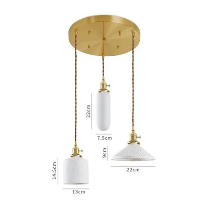 Modern white textured decorbites ceramic led pendant lights with gold-toned ceiling fixture and braided cords for kitchen decor