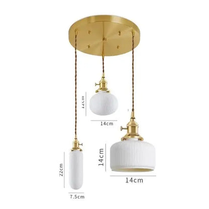 Modern white textured glass ceramic led pendant lights with gold-toned fixture and braided cords for kitchen decorbites ceramic led