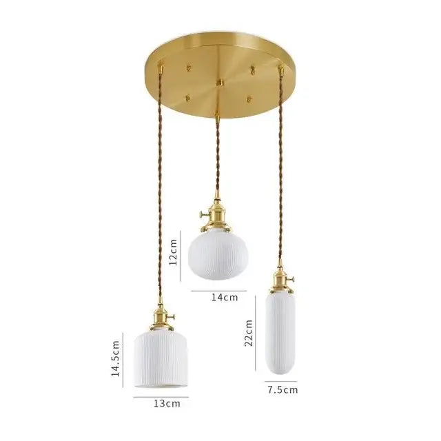 Modern white textured glass ceramic led pendant light with gold-toned fixture and twisted bronze cords for kitchen decorbites ceramic led pendant