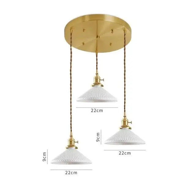 Modern white textured glass ceramic led pendant light with gold-toned fixture and twisted copper chains for kitchen decorbites ceramic led