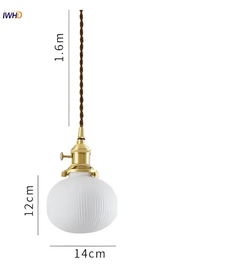 Modern white textured glass ceramic led pendant light with brass finish and twisted brown cord for kitchen decorbites ceramic led