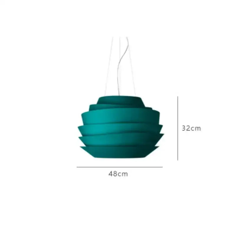 Teal layered pendant lights with modern sculptural design made of decorbites industrial iron art for kitchen decor