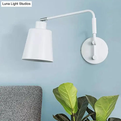 DecorBites™ DecorBites™ Modern White Trumpet Wall Lamp with Swing Arm and 1 Bulb Metal Sconce Light Fixture