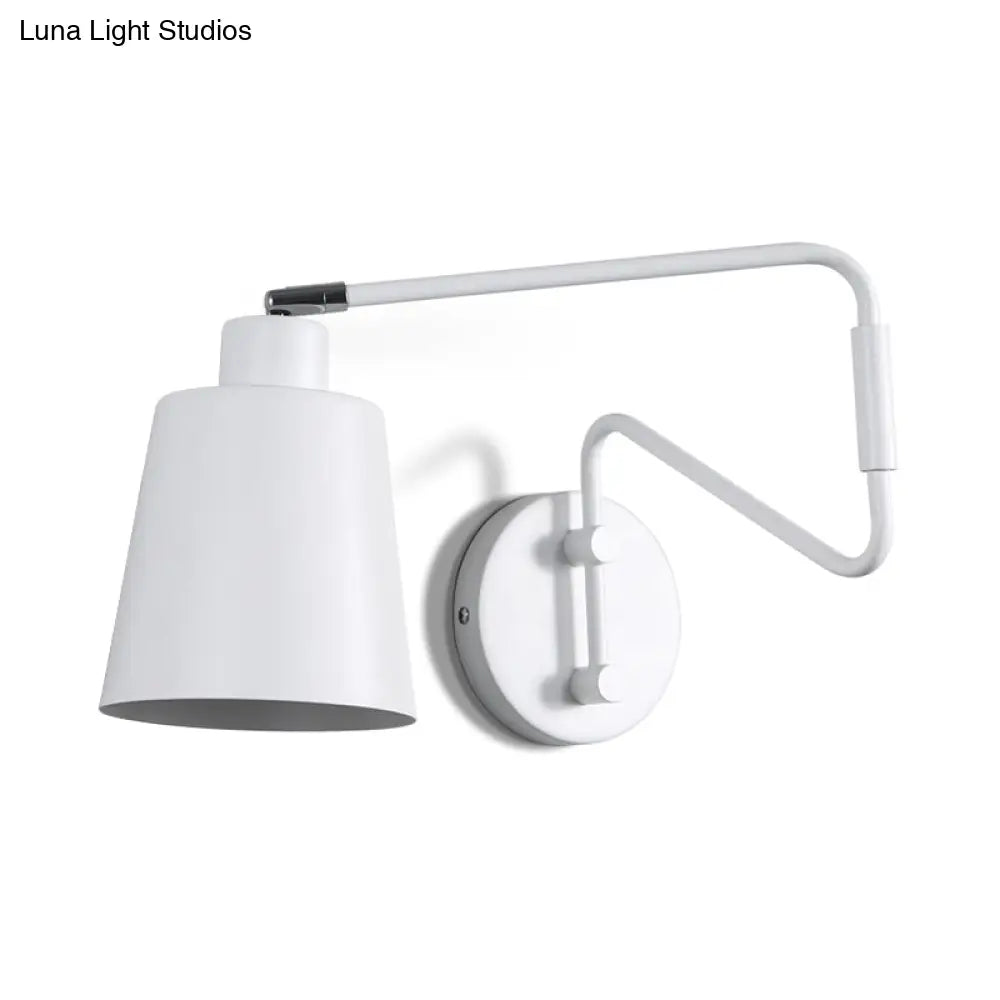 DecorBites™ DecorBites™ Modern White Trumpet Wall Lamp with Swing Arm and 1 Bulb Metal Sconce Light Fixture