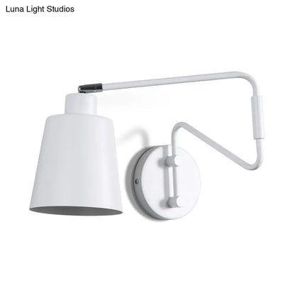 DecorBites™ DecorBites™ Modern White Trumpet Wall Lamp with Swing Arm and 1 Bulb Metal Sconce Light Fixture