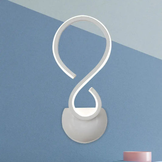 Modern white twist infinity-shaped led wall lamp with sleek design ideal as a wall light for living room use