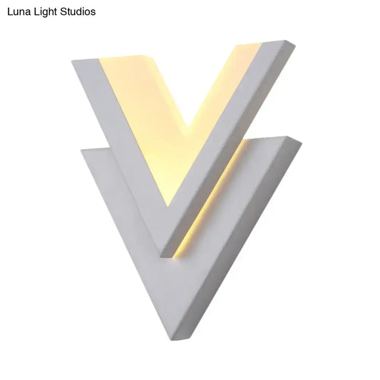 Modern white v-neck flush mount wall light with sleek finish and warm yellow led lighting compatible with 220v-240v and 110v-120v