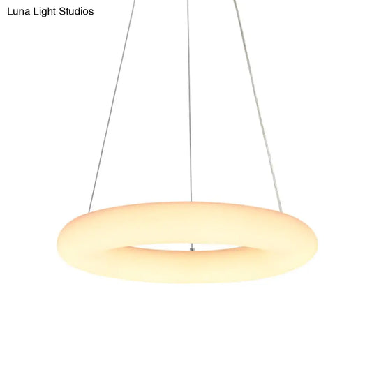 Lámpara de techo colgante LED moderna blanca con forma de anillo vesicular, lámpara de techo minimalista de acrílico para colocar sobre una mesa - 12"/16" de ancho