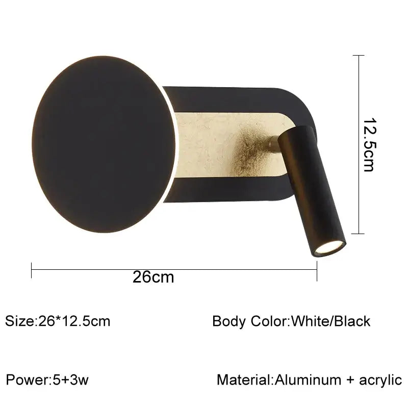 Modern white wall light with adjustable black and white led wall light spotlight in aluminum and acrylic design