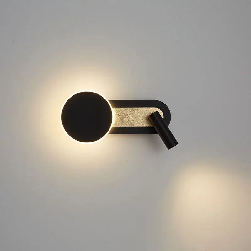 Modern black and gold wall light with sleek minimalist design featuring circular led light for living room decorbites led wall use