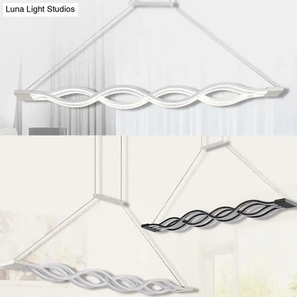 Modern white wave led pendant light with minimalist design and integrated lighting for room island use