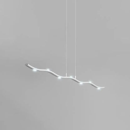 Modern white wave metal pendant light with white branch-shaped design and integrated led bulbs for island lighting fixture