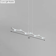 A sleek 49-inch white wave metal pendant light with modern branch design and integrated led bulbs for island lighting fixture