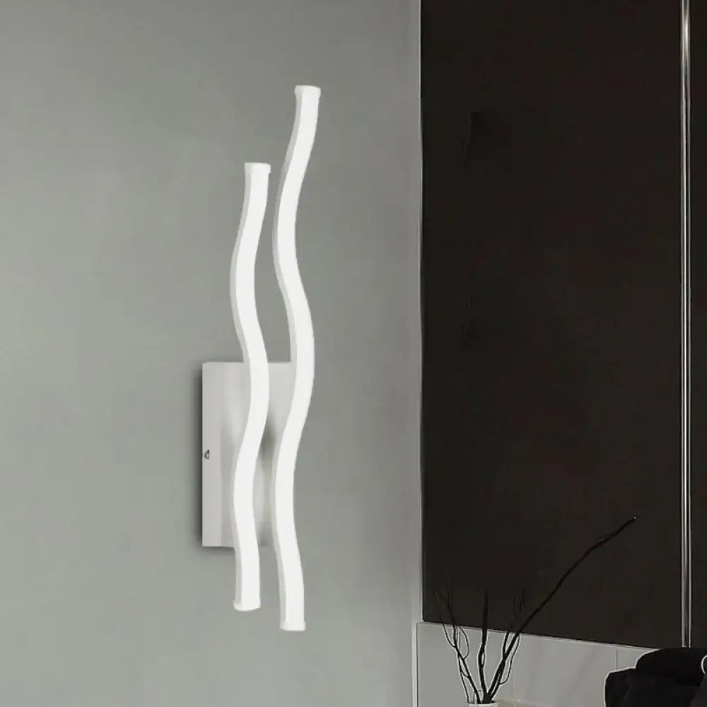 Modern white waving acrylic wall lamp fixture with two curved arms for living room wall lamp 220v-240v 110v-120v