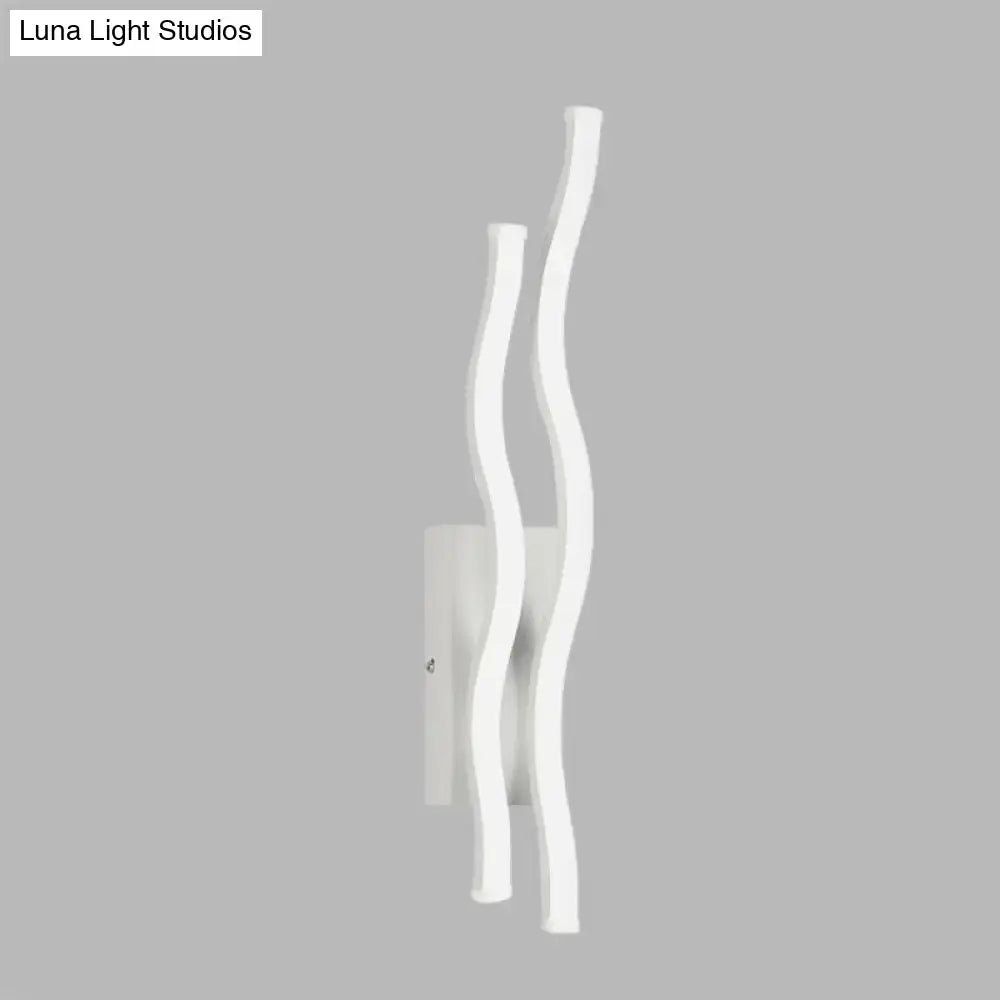 Modern white waving acrylic wall lamp fixture with two curved arms for living room 220v-240v 110v-120v wall lamp