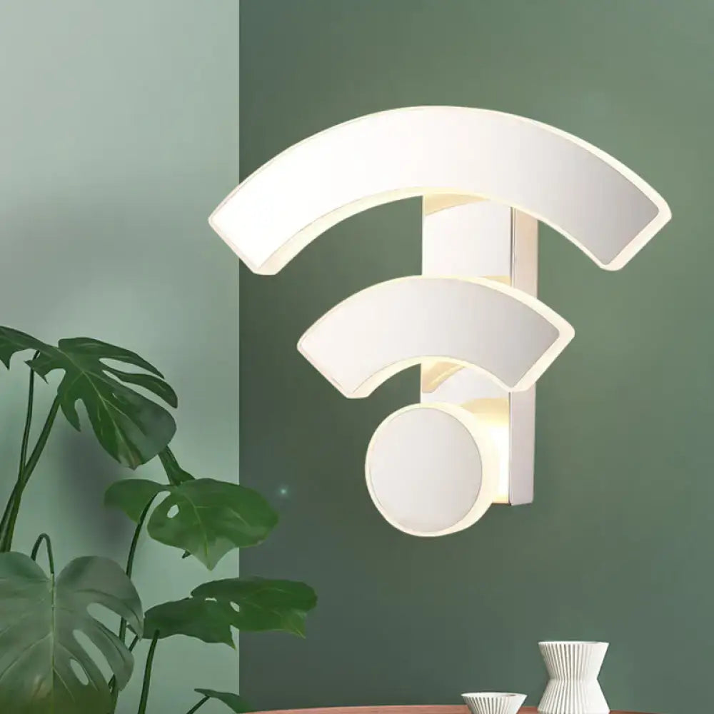 Modern white led wall lamp sconce light shaped like a wifi symbol suitable for 220v-240v 110v-120v bedroom use
