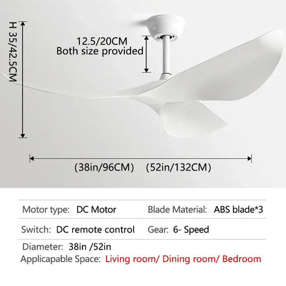 Modern white wood ceiling fan with sleek abs blades and dc motor for living room use featuring a modern ceiling design