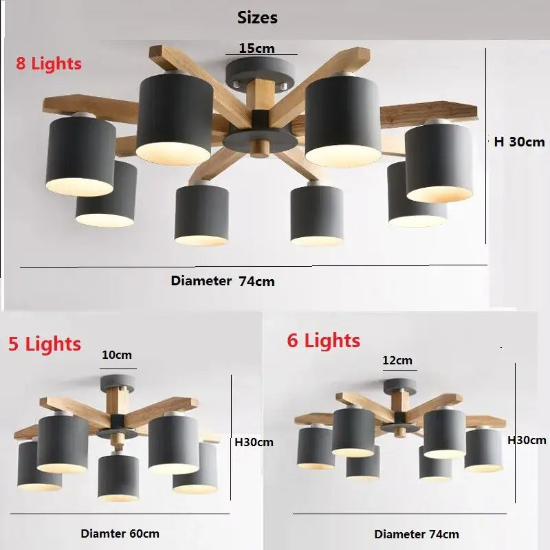 Modern white wood chandelier with eight black cylindrical shades lighting fixture for kitchen island decorbites iron wood chandelier