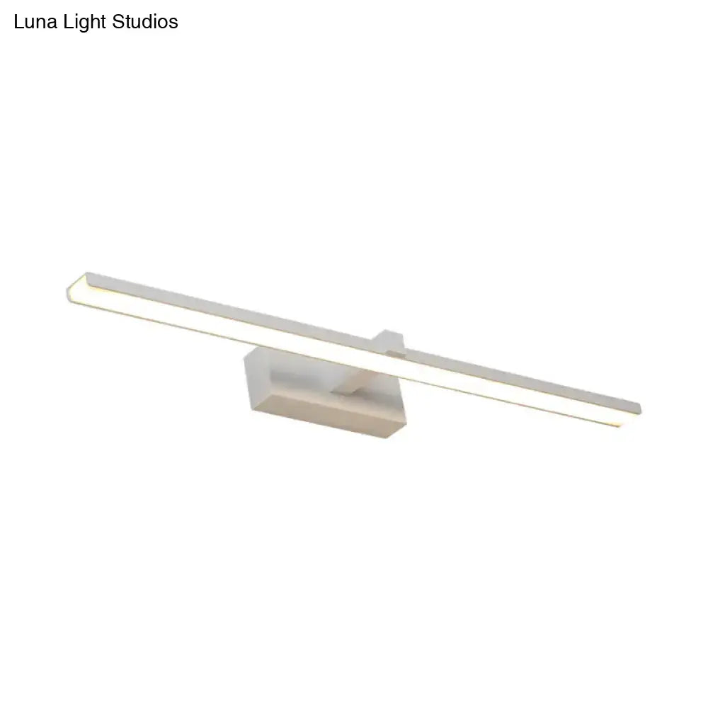 Modern white wood led wall lamp with sleek rectangular fixture for bathroom vanity lighting