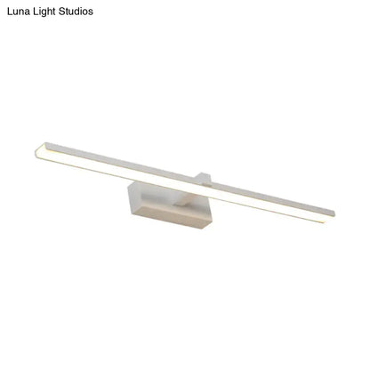 Modern white wood led wall lamp with sleek rectangular fixture for bathroom vanity lighting