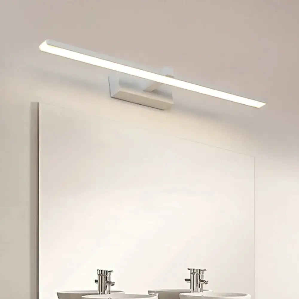 Modern white wood led wall lamp with sleek minimalist design for bathroom vanity mirror lighting