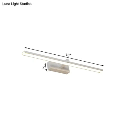 Modern white wood led wall lamp bathroom vanity light with sleek 16-inch led bar and integrated motion sensor