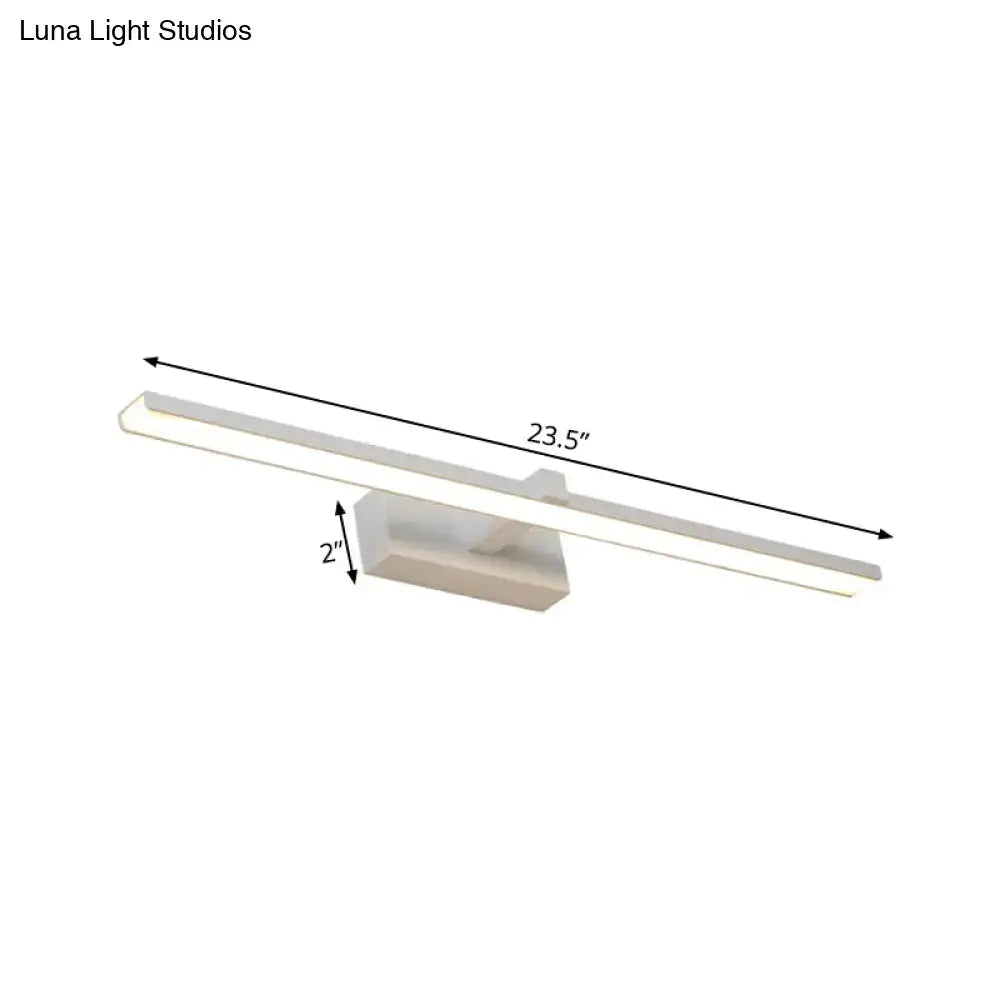 Modern white and wood led wall lamp bathroom vanity light with sleek white led rectangular design and integrated bracket