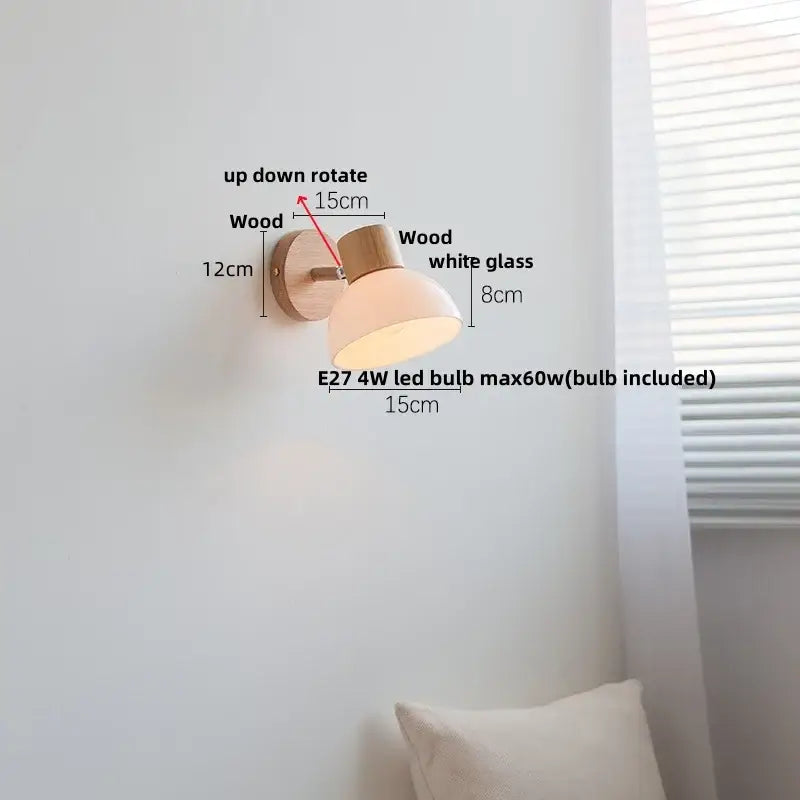 Modern wood and amber glass led wall sconce with natural wood base white amber glass decorbites amber glass shade