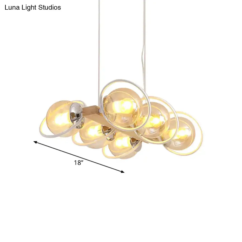 Decorbites modern glass hanging light fixture with cognac bubble shade and chrome rings for bubble shade island lighting