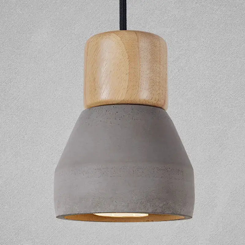 Modern wood and concrete pendant light with matte gray concrete shade and natural wood top decorbites concrete pendant