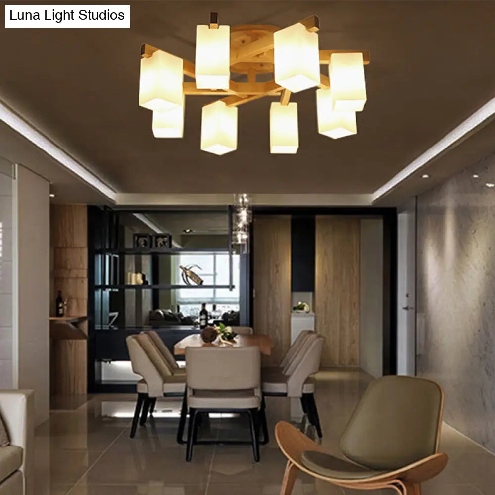 DecorBites™ DecorBites™ Modern Wood and Glass Semi Flush Chandelier for Living Room
