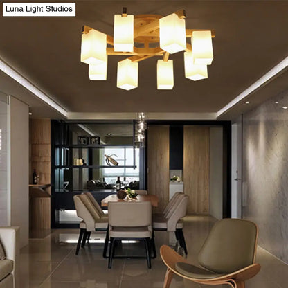 DecorBites™ DecorBites™ Modern Wood and Glass Semi Flush Chandelier for Living Room