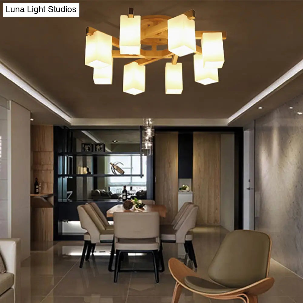 DecorBites™ DecorBites™ Modern Wood and Glass Semi Flush Chandelier for Living Room