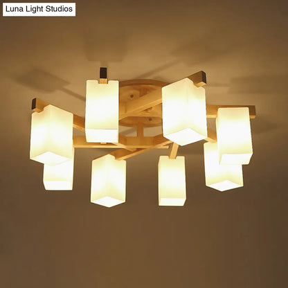 DecorBites™ DecorBites™ Modern Wood and Glass Semi Flush Chandelier for Living Room