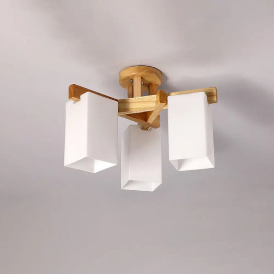 DecorBites™ DecorBites™ Modern Wood and Glass Semi Flush Chandelier for Living Room
