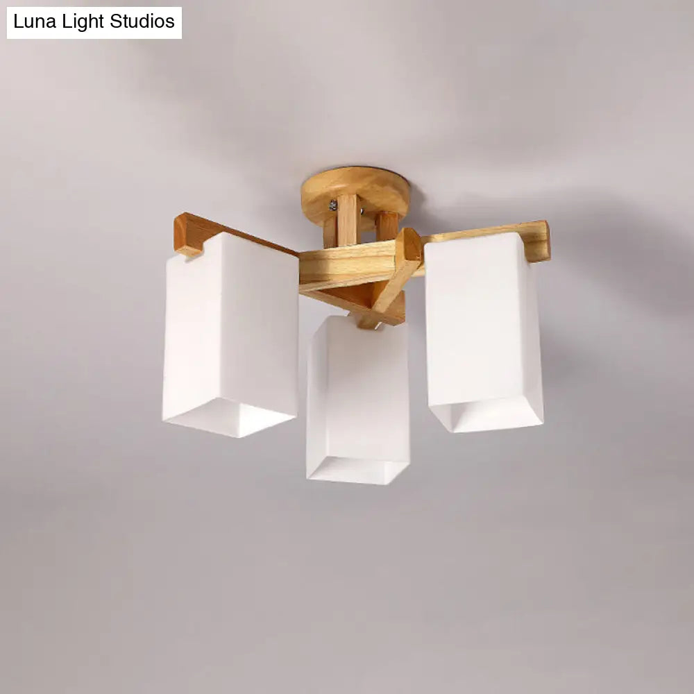 DecorBites™ DecorBites™ Modern Wood and Glass Semi Flush Chandelier for Living Room
