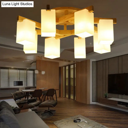 DecorBites™ DecorBites™ Modern Wood and Glass Semi Flush Chandelier for Living Room