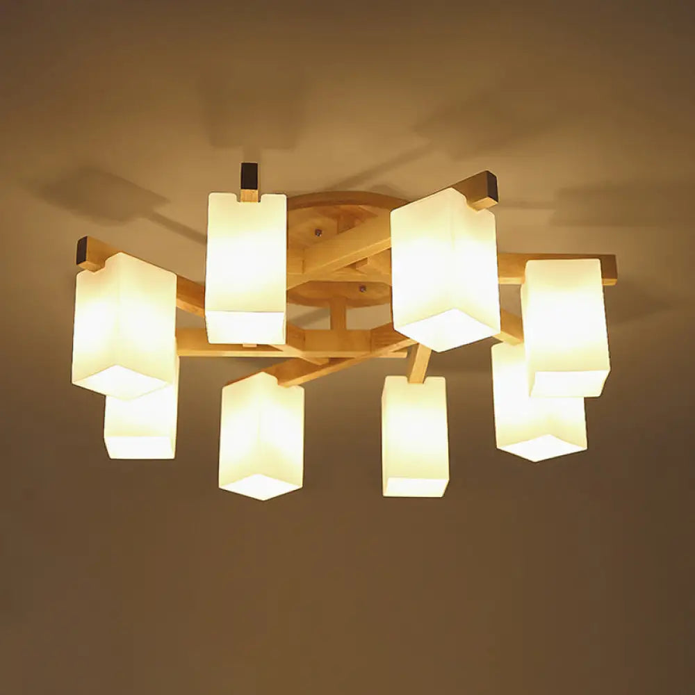 DecorBites™ DecorBites™ Modern Wood and Glass Semi Flush Chandelier for Living Room