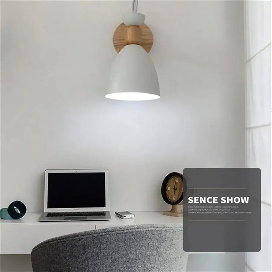 Modern white ceramic wall sconce with wooden base decorbites led wood bedroom aisle led wood wall light
